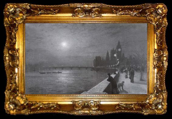 framed  Atkinson Grimshaw Reflections on the Thames Westminster, ta009-2